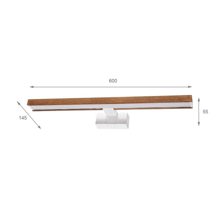 Brilagi - LED Koupelnové osvětlení zrcadla 3v1 WOODY MIRROR LED/12W/230V 60 cm IP44 bílá/dub třešeň