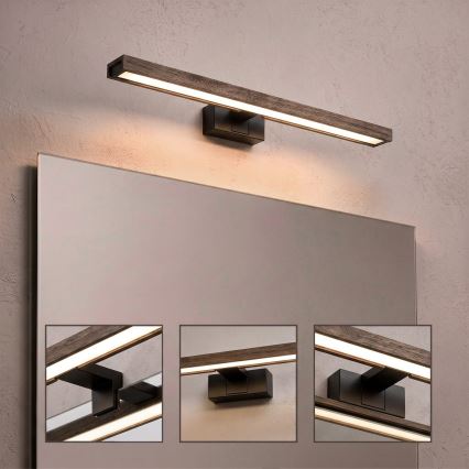 Brilagi - LED Koupelnové osvětlení zrcadla 3v1 WOODY MIRROR LED/12W/230V IP44 černá/dub ořech