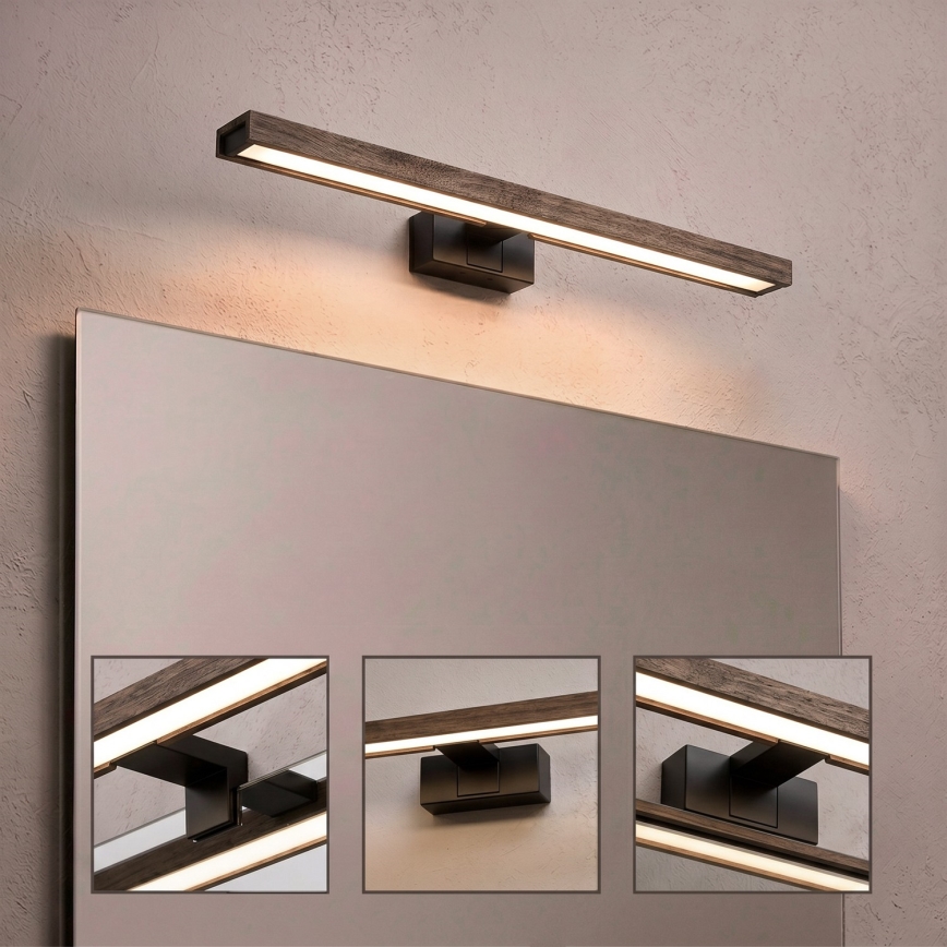 Brilagi - LED Koupelnové osvětlení zrcadla 3v1 WOODY MIRROR LED/12W/230V IP44 černá/dub ořech