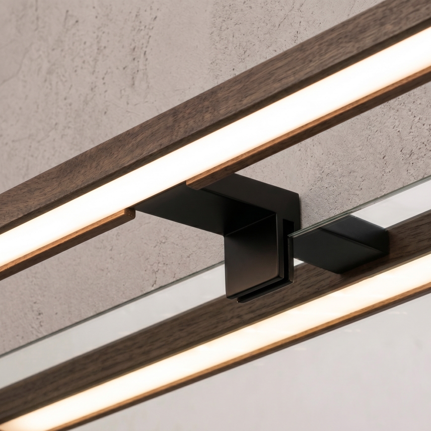 Brilagi - LED Koupelnové osvětlení zrcadla 3v1 WOODY MIRROR LED/12W/230V IP44 černá/dub ořech