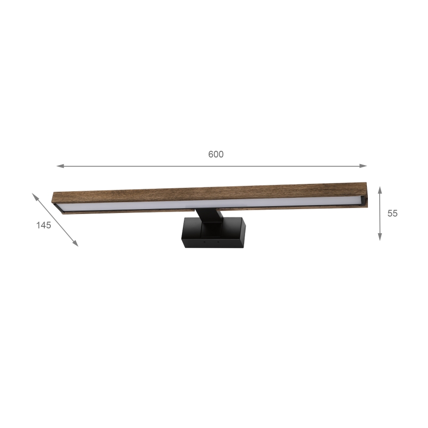 Brilagi - LED Koupelnové osvětlení zrcadla 3v1 WOODY MIRROR LED/12W/230V IP44 černá/dub ořech