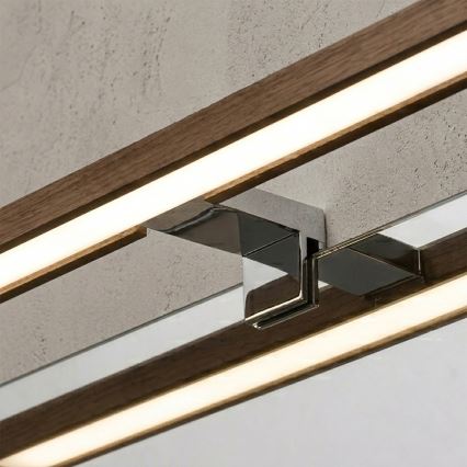 Brilagi - LED Koupelnové osvětlení zrcadla 3v1 WOODY MIRROR LED/12W/230V 60 cm IP44 lesklý chrom/dub ořech