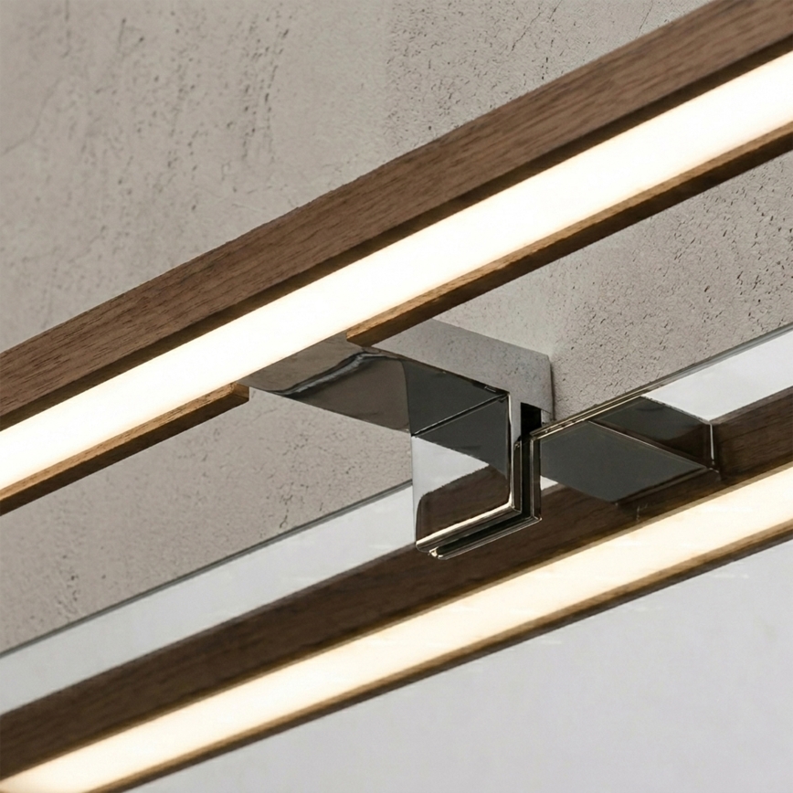 Brilagi - LED Koupelnové osvětlení zrcadla 3v1 WOODY MIRROR LED/12W/230V 60 cm IP44 lesklý chrom/dub ořech