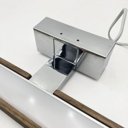 Brilagi - LED Koupelnové osvětlení zrcadla 3v1 WOODY MIRROR LED/12W/230V 60 cm IP44 lesklý chrom/dub ořech