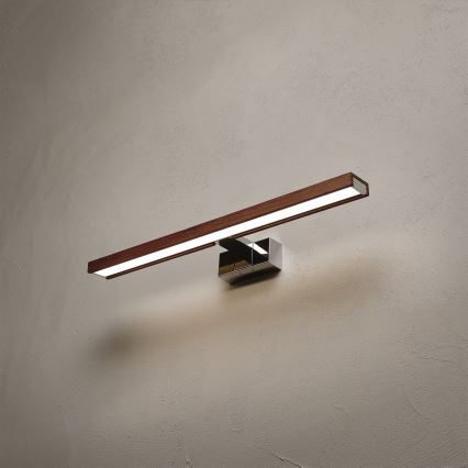 Brilagi - LED Koupelnové osvětlení zrcadla 3v1 WOODY MIRROR LED/12W/230V 60 cm IP44 lesklý chrom/dub třešeň