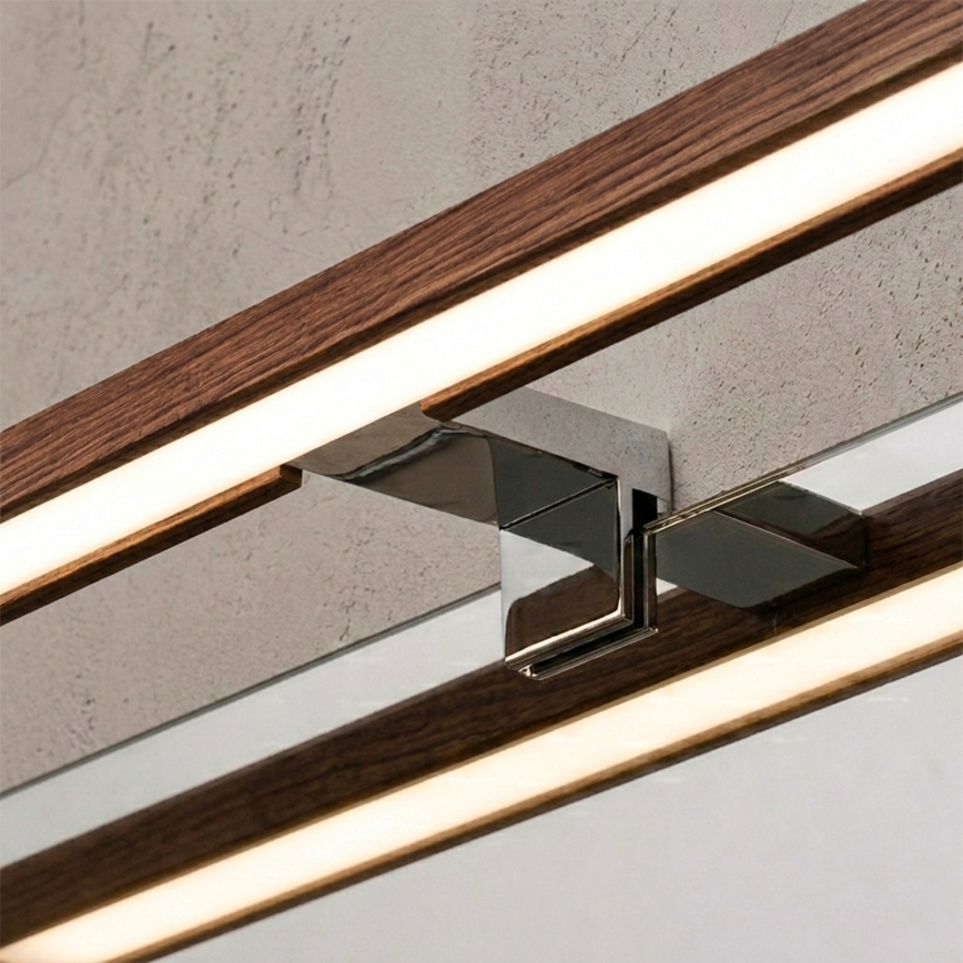 Brilagi - LED Koupelnové osvětlení zrcadla 3v1 WOODY MIRROR LED/12W/230V 60 cm IP44 lesklý chrom/dub třešeň