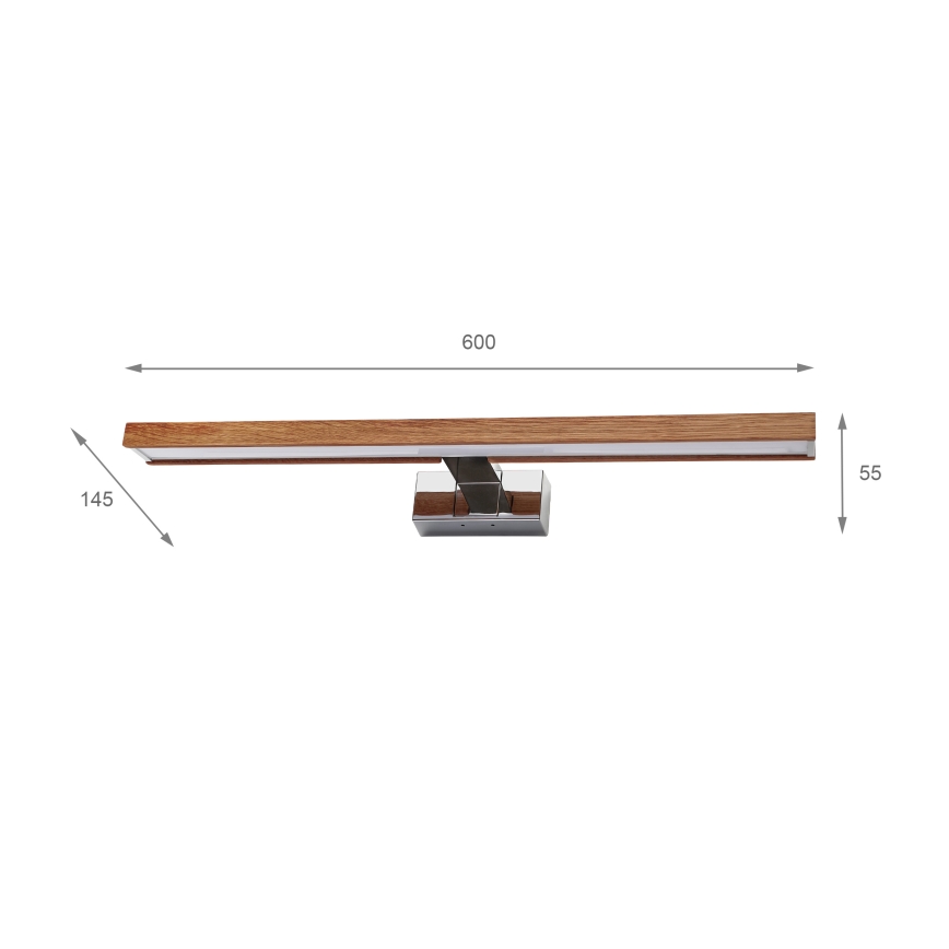 Brilagi - LED Koupelnové osvětlení zrcadla 3v1 WOODY MIRROR LED/12W/230V 60 cm IP44 lesklý chrom/dub třešeň