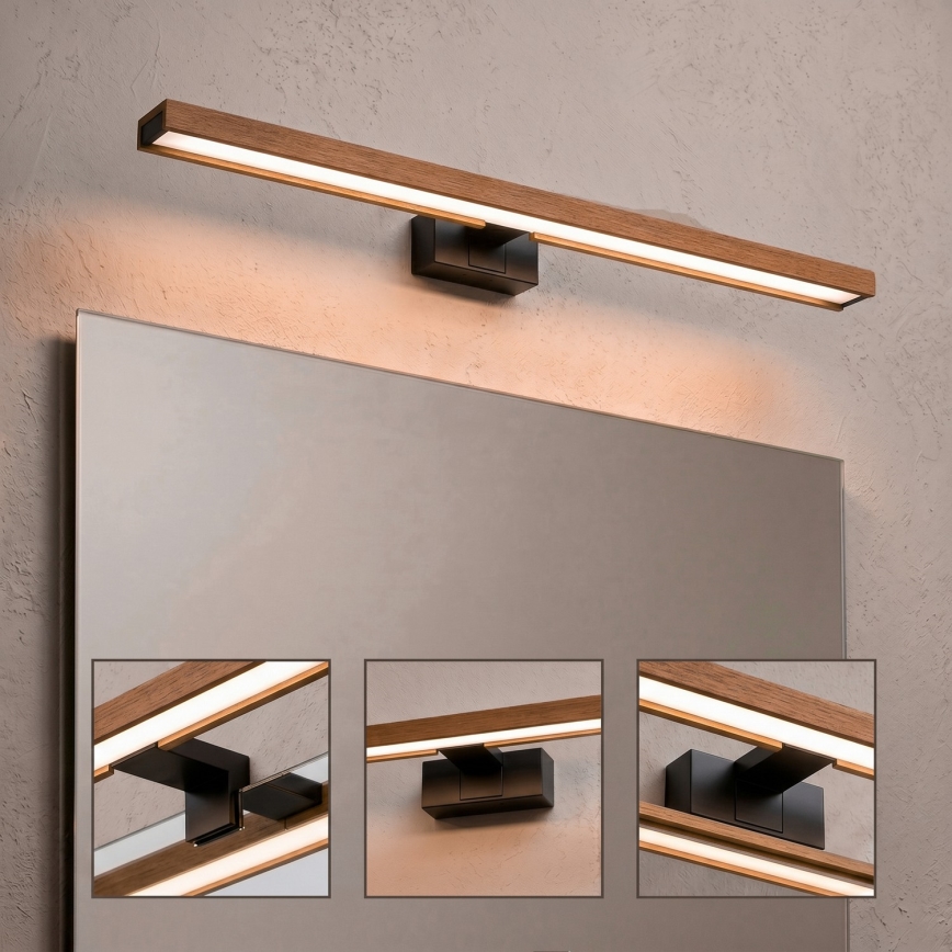 Brilagi - LED Koupelnové osvětlení zrcadla 3v1 WOODY MIRROR LED/15W/230V 80 cm IP44 černá/dub třešeň