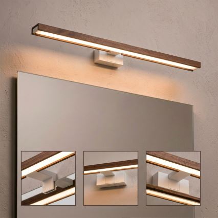 Brilagi - LED Koupelnové osvětlení zrcadla 3v1 WOODY MIRROR LED/15W/230V 80 cm IP44 bílá/dub třešeň