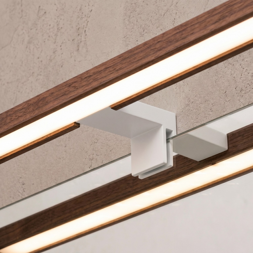 Brilagi - LED Koupelnové osvětlení zrcadla 3v1 WOODY MIRROR LED/15W/230V 80 cm IP44 bílá/dub třešeň