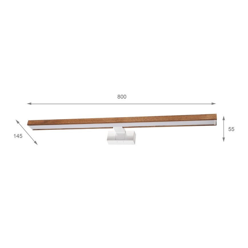 Brilagi - LED Koupelnové osvětlení zrcadla 3v1 WOODY MIRROR LED/15W/230V 80 cm IP44 bílá/dub třešeň