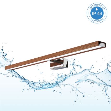 BRILAGI - LED Koupelnové osvětlení zrcadla 3v1 WOODY MIRROR LED/15W/230V 80 cm IP44 lesklý chrom/dub třešeň