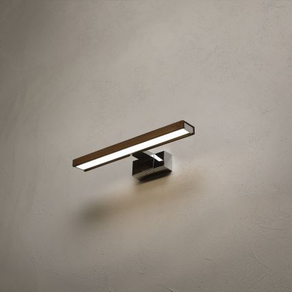 Brilagi - LED Koupelnové osvětlení zrcadla 3v1 WOODY MIRROR LED/8W/230V 40 cm IP44 lesklý chrom/dub ořech