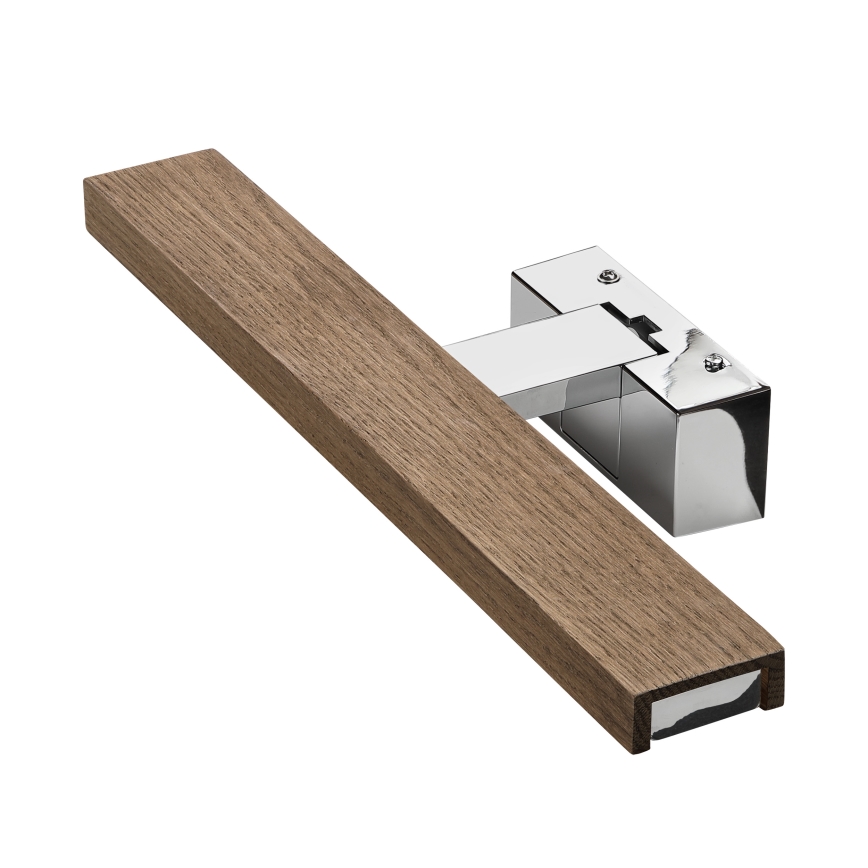 Brilagi - LED Koupelnové osvětlení zrcadla 3v1 WOODY MIRROR LED/8W/230V 40 cm IP44 lesklý chrom/dub ořech