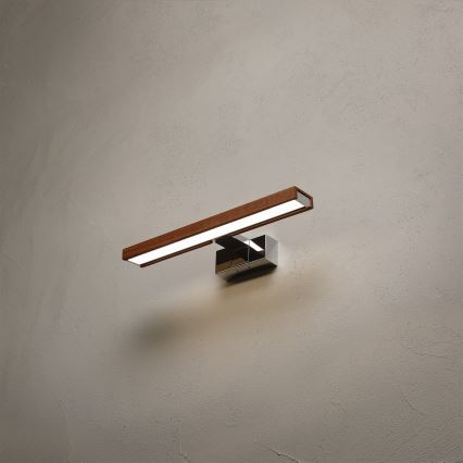 Brilagi - LED Koupelnové osvětlení zrcadla 3v1 WOODY MIRROR LED/8W/230V 40 cm IP44 lesklý chrom/dub třešeň