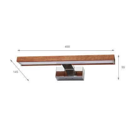 Brilagi - LED Koupelnové osvětlení zrcadla 3v1 WOODY MIRROR LED/8W/230V 40 cm IP44 lesklý chrom/dub třešeň