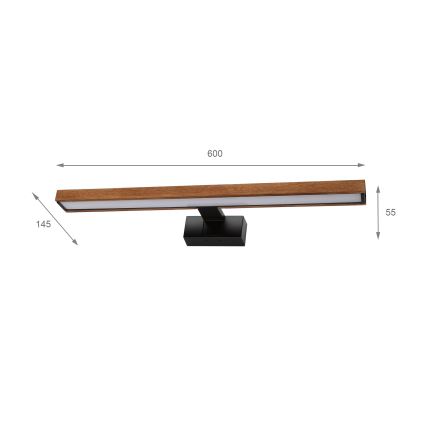 Brilagi - LED Koupelnové osvětlení zrcadla WOODY MIRROR 3v1 LED/12W/230V 60 cm IP44 černá/dub třešeň