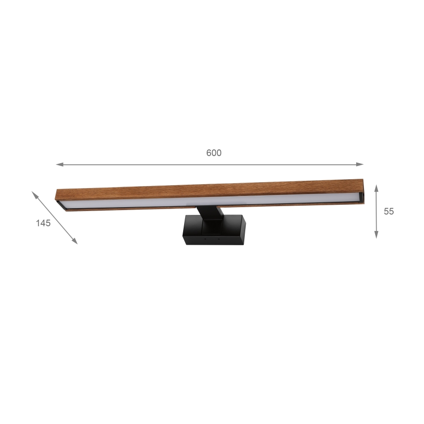 Brilagi - LED Koupelnové osvětlení zrcadla WOODY MIRROR 3v1 LED/12W/230V 60 cm IP44 černá/dub třešeň