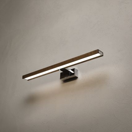Brilagi - LED Koupelnové osvětlení zrcadla WOODY MIRROR 3v1 LED/12W/230V 60 cm IP44 lesklý chrom/dub ořech