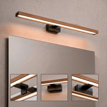 Brilagi - LED Koupelnové osvětlení zrcadla WOODY MIRROR 3v1 LED/15W/230V 80 cm IP44 černá/dub třešeň