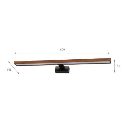 Brilagi - LED Koupelnové osvětlení zrcadla WOODY MIRROR 3v1 LED/15W/230V 80 cm IP44 černá/dub třešeň