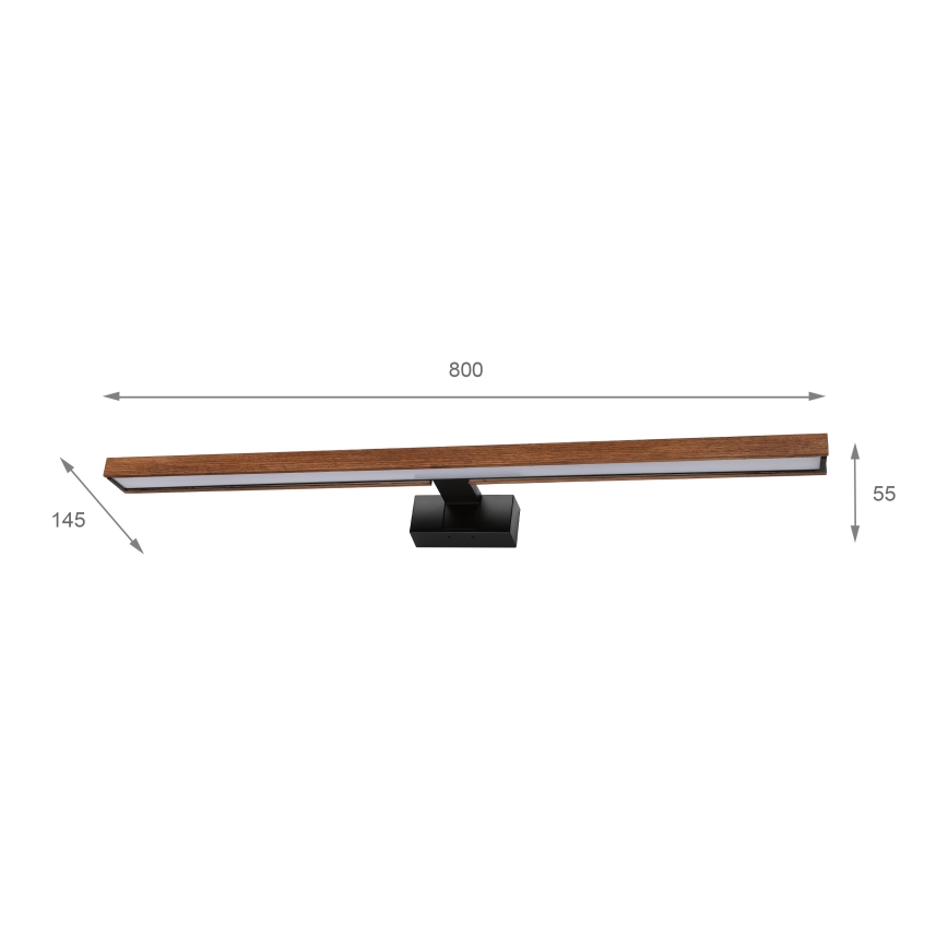 Brilagi - LED Koupelnové osvětlení zrcadla WOODY MIRROR 3v1 LED/15W/230V 80 cm IP44 černá/dub třešeň