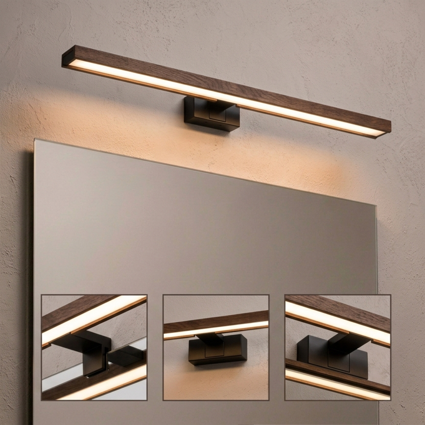 Brilagi - LED Koupelnové osvětlení zrcadla WOODY MIRROR 3v1 LED/15W/230V 80 cm IP44 černá/dub ořech