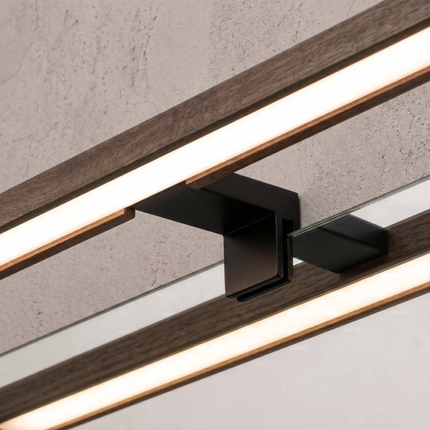Brilagi - LED Koupelnové osvětlení zrcadla WOODY MIRROR 3v1 LED/15W/230V 80 cm IP44 černá/dub ořech