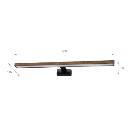 Brilagi - LED Koupelnové osvětlení zrcadla WOODY MIRROR 3v1 LED/15W/230V 80 cm IP44 černá/dub ořech