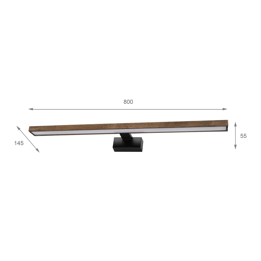 Brilagi - LED Koupelnové osvětlení zrcadla WOODY MIRROR 3v1 LED/15W/230V 80 cm IP44 černá/dub ořech