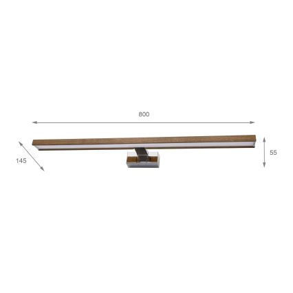 BRILAGI - LED Koupelnové osvětlení zrcadla WOODY MIRROR 3v1 LED/15W/230V 80 cm IP44 lesklý chrom/dub ořech