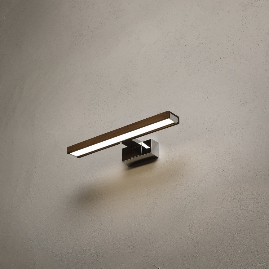 Brilagi - LED Koupelnové osvětlení zrcadla WOODY MIRROR 3v1 LED/8W/230V 40 cm IP44 lesklý chrom/dub ořech