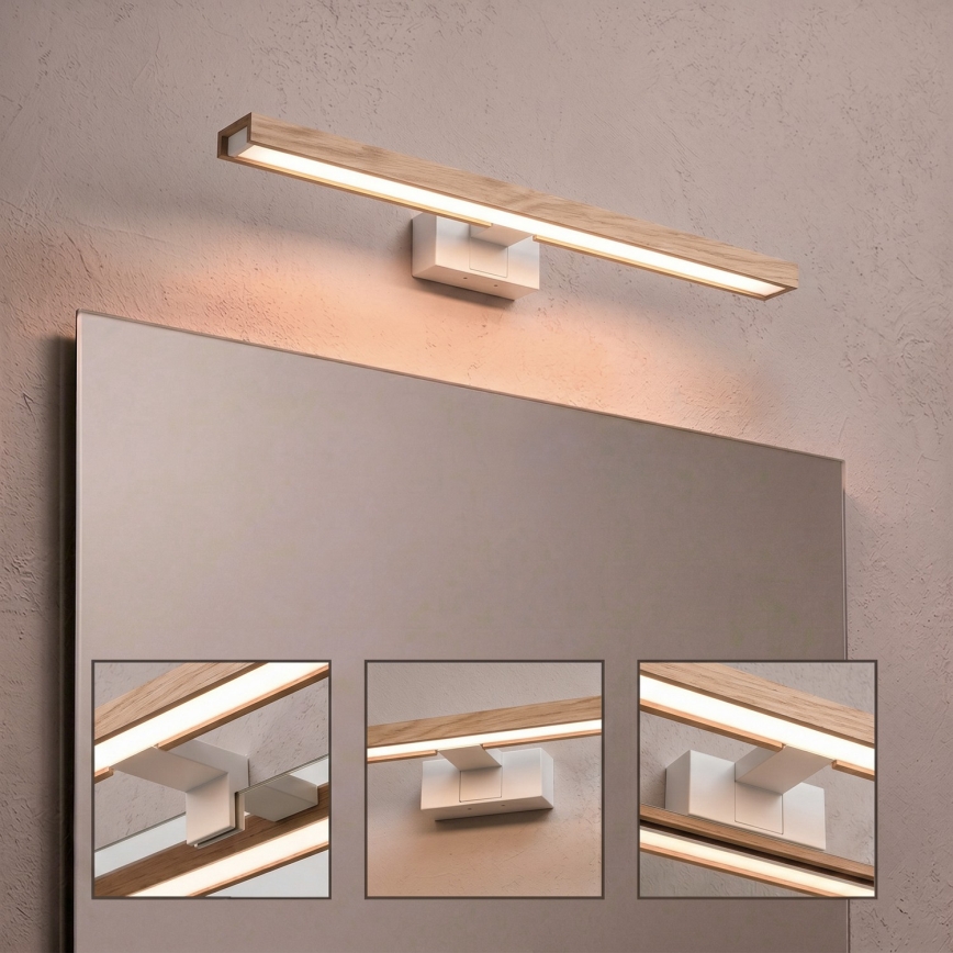 Brilagi - LED Koupelnové osvětlení zrcadla 3v1 WOODY MIRROR LED/12W/230V 60 cm IP44 bílá/dub