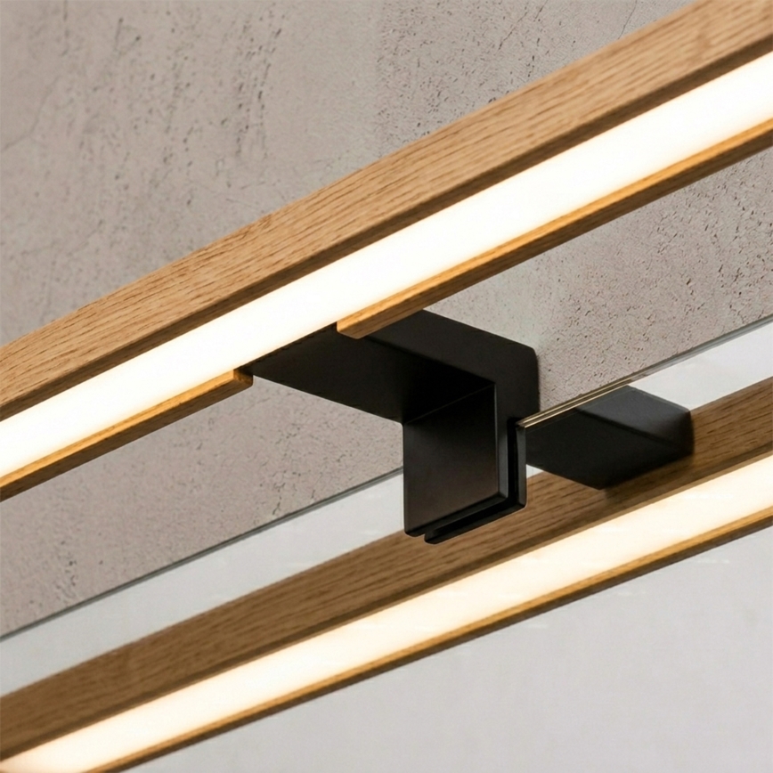 Brilagi - LED Koupelnové osvětlení zrcadla 3v1 WOODY MIRROR LED/12W/230V 60 cm IP44 černá/dub