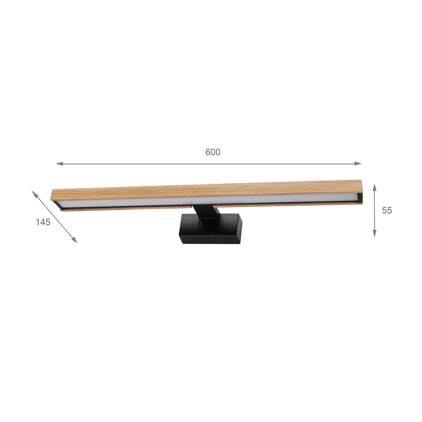 Brilagi - LED Koupelnové osvětlení zrcadla 3v1 WOODY MIRROR LED/12W/230V 60 cm IP44 černá/dub