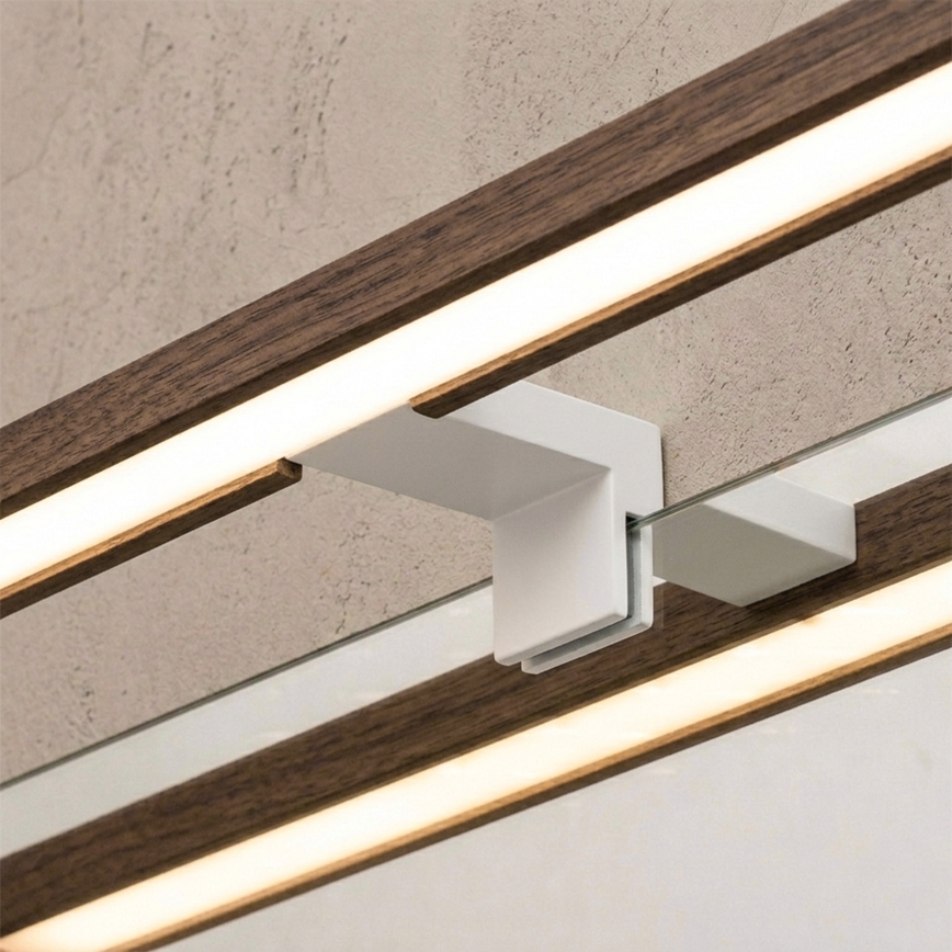 Brilagi - LED Koupelnové osvětlení zrcadla 3v1 WOODY MIRROR LED/15W/230V 80 cm IP44 bílá/dub ořech