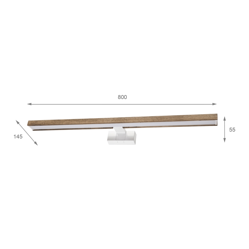 Brilagi - LED Koupelnové osvětlení zrcadla 3v1 WOODY MIRROR LED/15W/230V 80 cm IP44 bílá/dub ořech