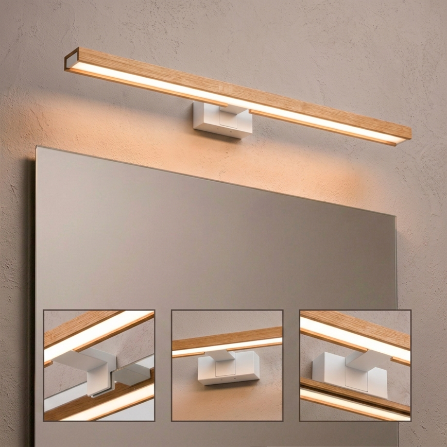 Brilagi - LED Koupelnové osvětlení zrcadla 3v1 WOODY MIRROR LED/15W/230V 80 cm IP44 bílá/dub