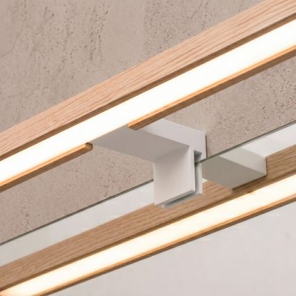 Brilagi - LED Koupelnové osvětlení zrcadla 3v1 WOODY MIRROR LED/15W/230V 80 cm IP44 bílá/dub
