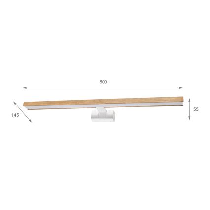Brilagi - LED Koupelnové osvětlení zrcadla 3v1 WOODY MIRROR LED/15W/230V 80 cm IP44 bílá/dub