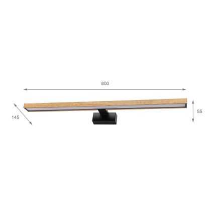 Brilagi - LED Koupelnové osvětlení zrcadla 3v1 WOODY MIRROR LED/15W/230V 80 cm IP44 černá/dub