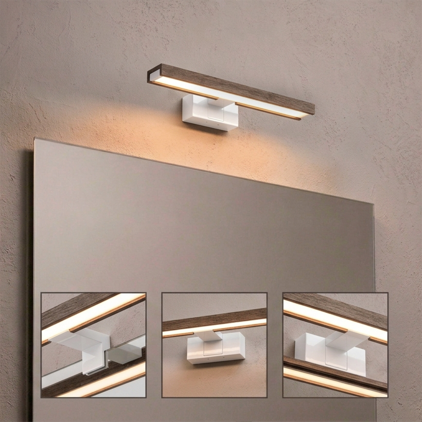 Brilagi - LED Koupelnové osvětlení zrcadla 3v1 WOODY MIRROR LED/8W/230V 40 cm IP44 bílá/dub