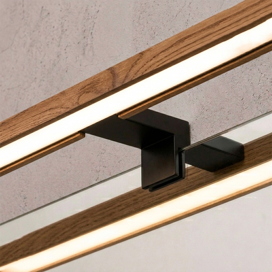 Brilagi - LED Koupelnové osvětlení zrcadla 3v1 WOODY MIRROR LED/8W/230V 40 cm IP44 černá/dub