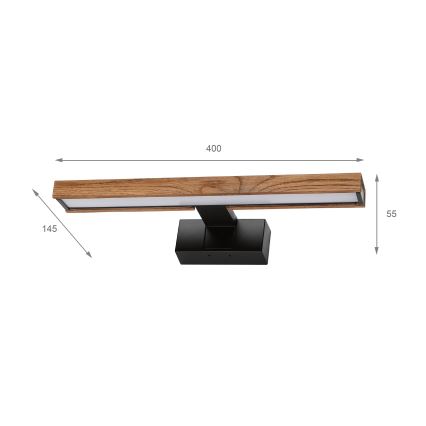Brilagi - LED Koupelnové osvětlení zrcadla 3v1 WOODY MIRROR LED/8W/230V 40 cm IP44 černá/dub
