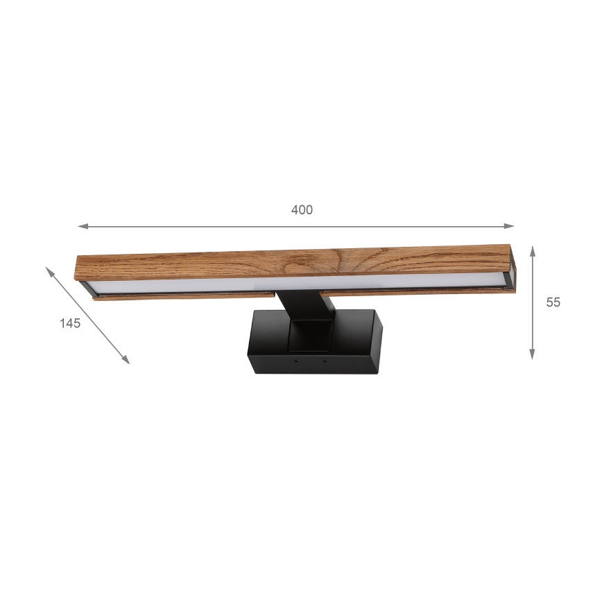 Brilagi - LED Koupelnové osvětlení zrcadla 3v1 WOODY MIRROR LED/8W/230V 40 cm IP44 černá/dub