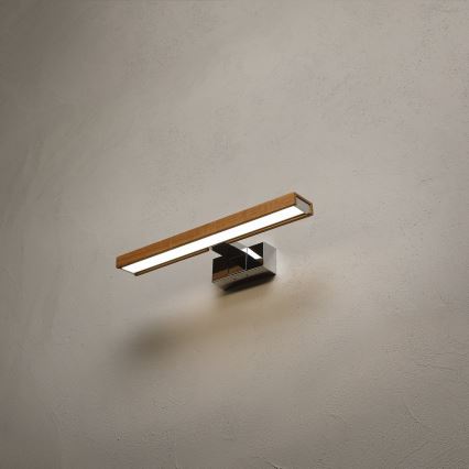 Brilagi - LED Koupelnové osvětlení zrcadla 3v1 WOODY MIRROR LED/8W/230V 40 cm IP44 lesklý chrom/dub