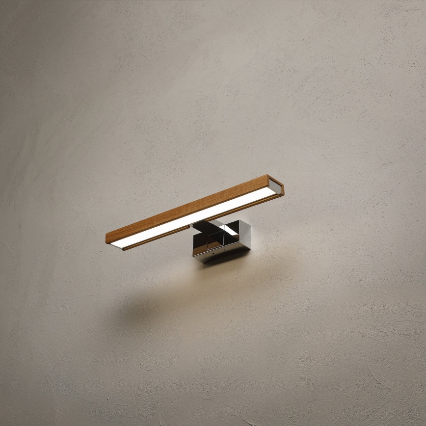 Brilagi - LED Koupelnové osvětlení zrcadla 3v1 WOODY MIRROR LED/8W/230V 40 cm IP44 lesklý chrom/dub