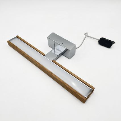 Brilagi - LED Koupelnové osvětlení zrcadla 3v1 WOODY MIRROR LED/8W/230V 40 cm IP44 lesklý chrom/dub