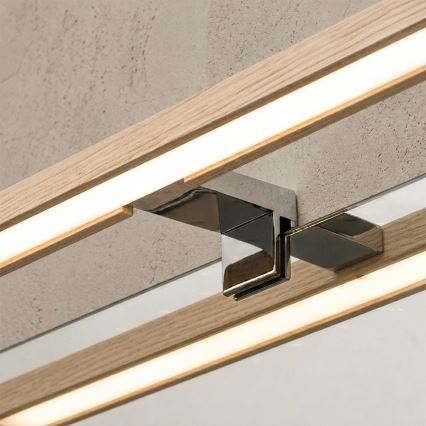 Brilagi - LED Koupelnové osvětlení zrcadla 3v1 WOODY MIRROR LED/8W/230V 40 cm IP44 lesklý chrom/dub