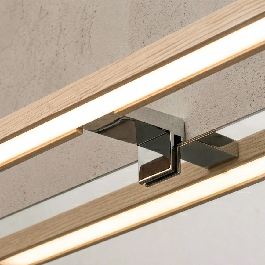 Brilagi - LED Koupelnové osvětlení zrcadla 3v1 WOODY MIRROR LED/8W/230V 40 cm IP44 lesklý chrom/dub